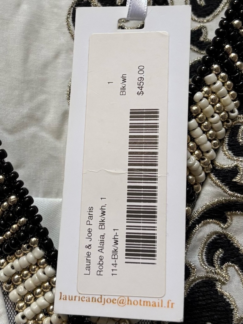 Laurie & Joe  Black & Ivory Beaded Lace Maxi Tiered Dress NWT - Picture 9 of 14